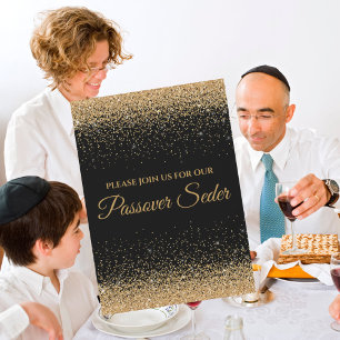 Elegant Black and Gold Passover Seder Invitation