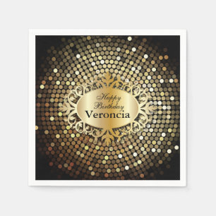 Elegant Black and Gold Personalize Napkin