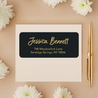 Elegant Black and Gold Personalized Address