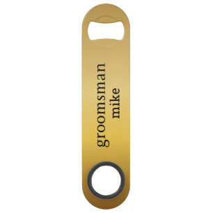 Elegant Black and Gold Personalized Groomsmen Bar Key