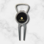 Elegant Black and Gold Personalized Groomsmen Divot Tool<br><div class="desc">Add a personal touch to your wedding with personalized groomsmen gift This gift features black monogram in gold circle element with name and title in gold classic serif font style on black background. Also perfect for best man, father of the bride and more. Please Note : The foil details are...</div>