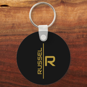 Elegant Black and Gold Personalized Groomsmen  Keychain