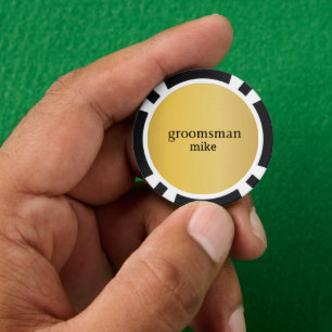 Elegant Black and Gold Personalized Groomsmen Poker Chips