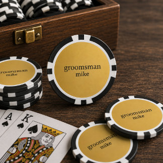 Elegant Black and Gold Personalized Groomsmen Poker Chips