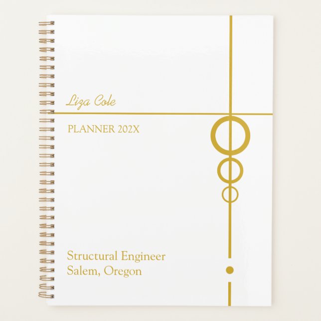 Elegant Black and Gold Personalized  Planner (Front)