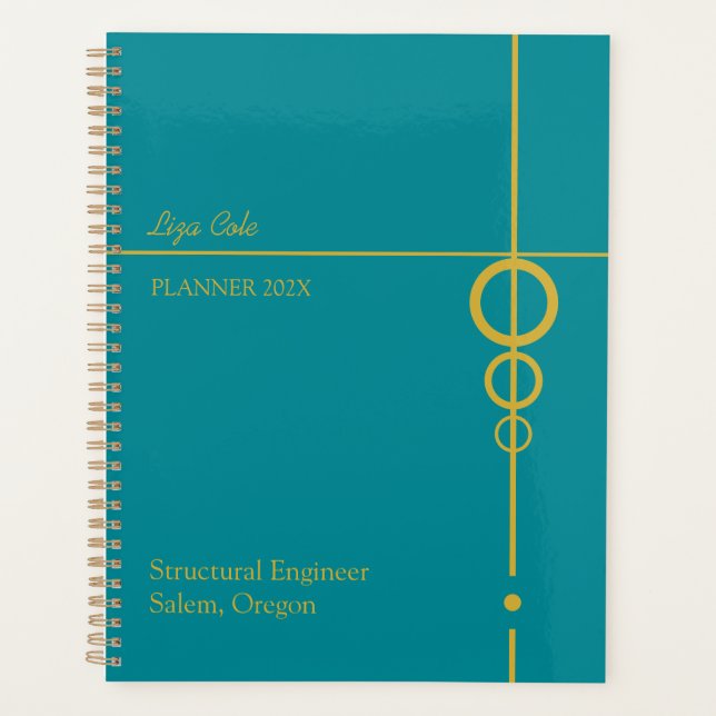 Elegant Black and Gold Personalized  Planner (Front)