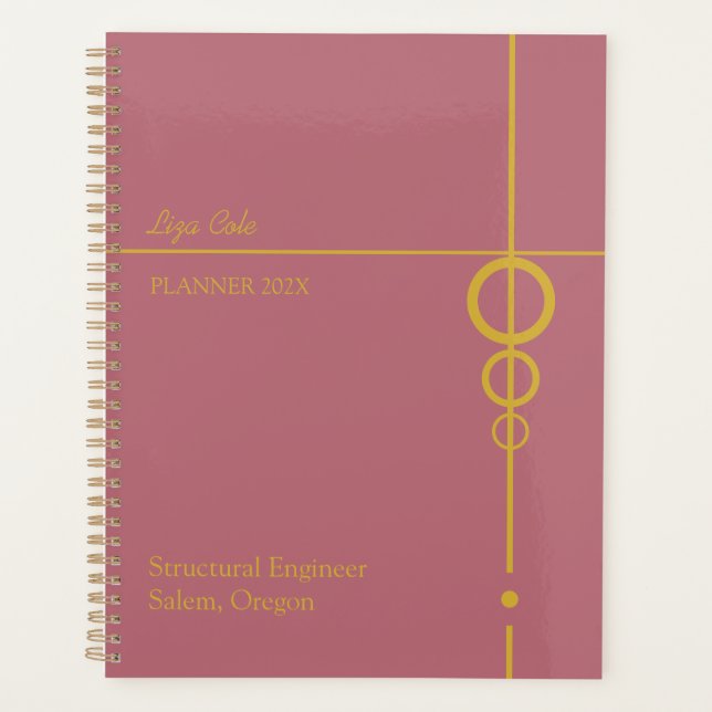 Elegant Black and Gold Personalized  Planner (Front)