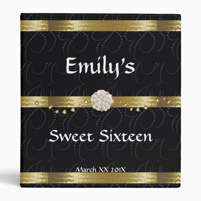 Elegant Black and Gold Photo Album Binder (Front)