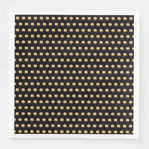 Elegant Black and Gold Polka Dots Pattern Chic Napkin