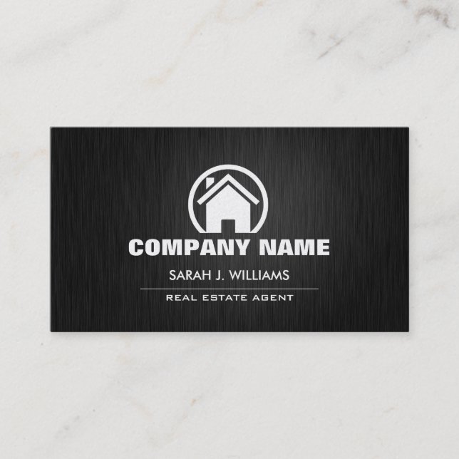 Elegant Black and Gold Real Estate Business Card (Front)