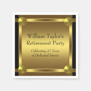 Elegant Black and Gold Retirement Napkin