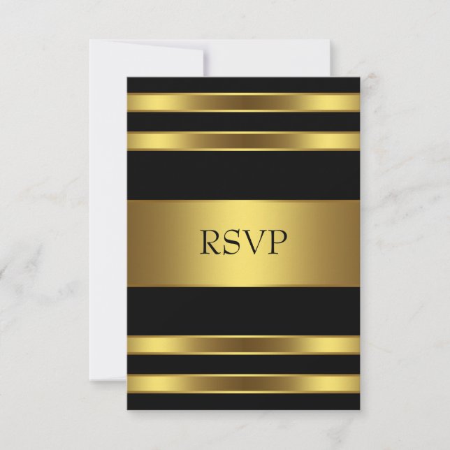 Elegant Black and Gold RSVP (Front)