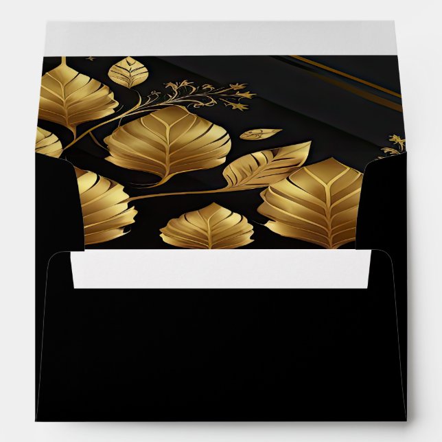 Elegant Black and Gold RSVP  Envelope (Back (Bottom))