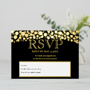 Elegant Black and Gold RSVP Wedding Acceptance