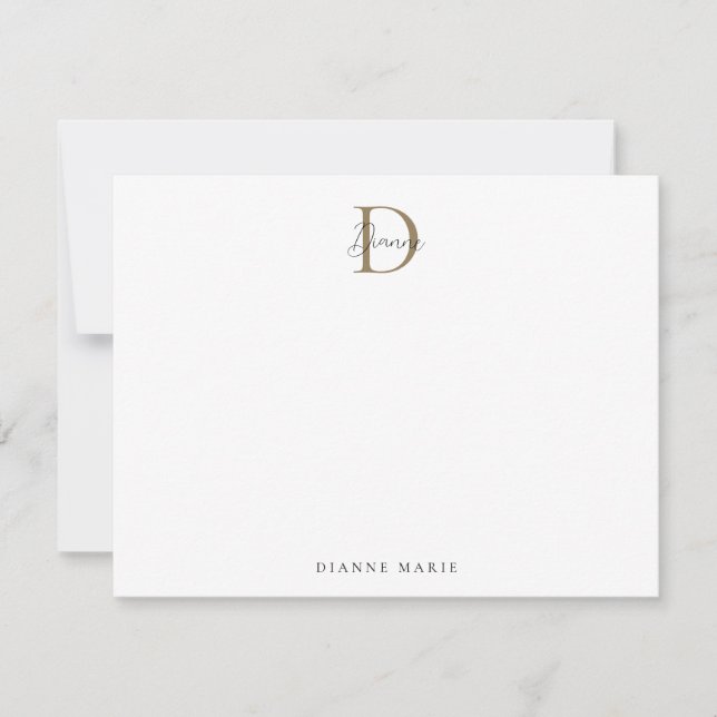 Elegant Black and Gold Script Monogram Card (Front)