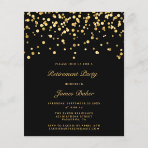 Elegant Black And Gold Script Retirement Party
