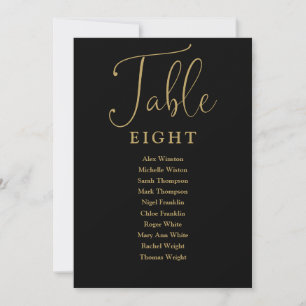 Elegant Black And Gold Seating Chart Table Number