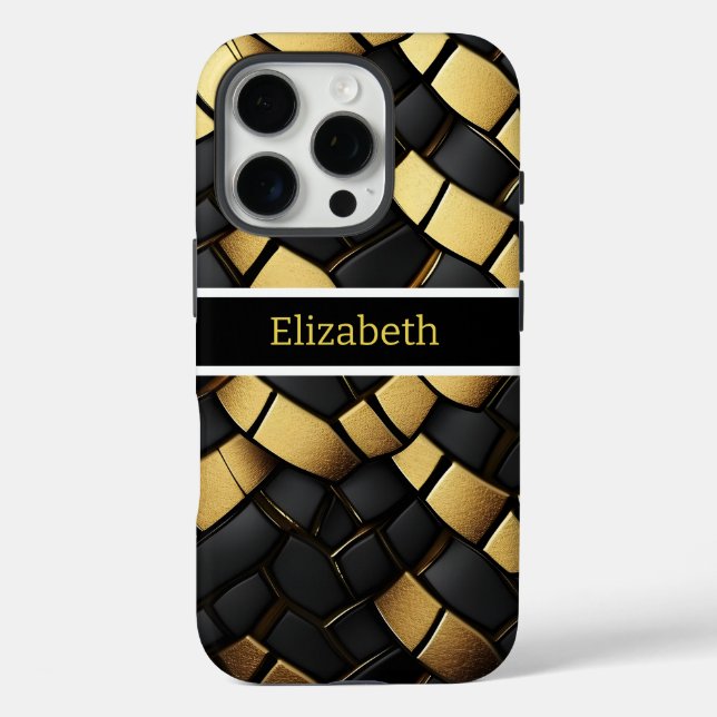 Elegant black and gold snakeskin pattern texture Case-Mate iPhone case (Back)