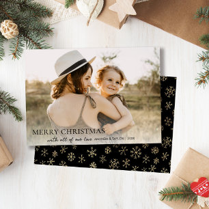 Elegant Black and Gold Snowflake Christmas Holiday Card
