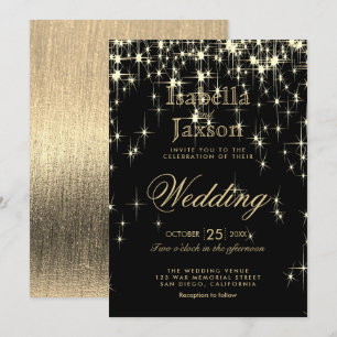 Elegant Black and Gold Starlights Wedding Invitation