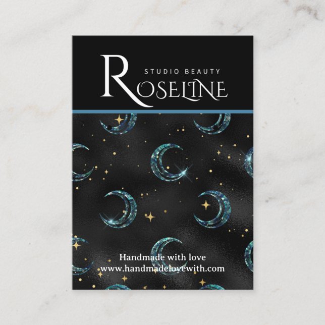 Elegant Black and gold Sun moon jewlery display Business Card (Front)