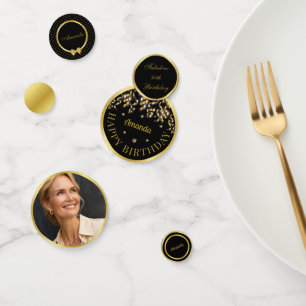 Elegant Black And Gold Surprise Birthday Party Confetti