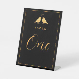 Elegant Black and Gold Table Number Pedestal Sign