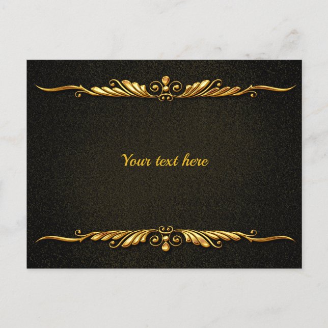 Elegant black and gold template, customize, postcard (Front)
