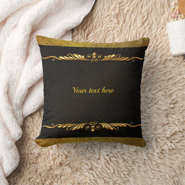Elegant black and gold template, customize, throw pillow (Blanket)