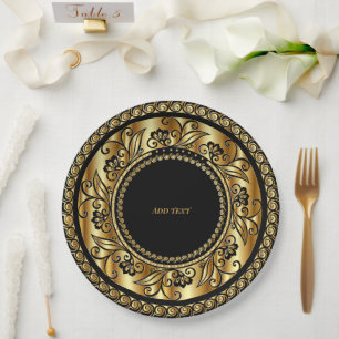 Elegant black and gold TEMPLATE Paper Plate