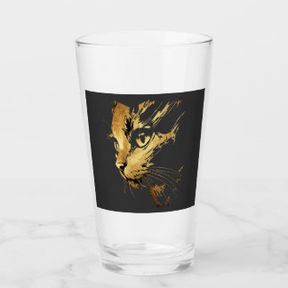 Elegant Black and Gold Textured Cat Graphic Glass