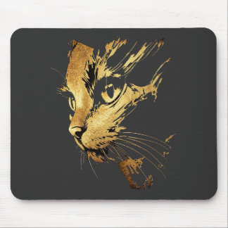 Elegant Black and Gold Textured Cat Graphic Mouse Pad