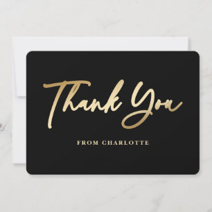 Elegant Black and Gold Thank You Card