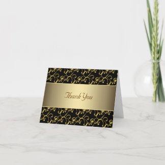 Elegant Black and Gold Thank You Card
