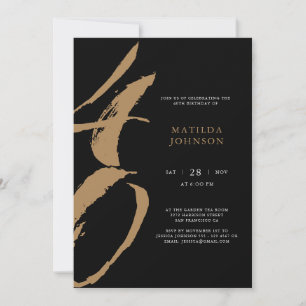 Elegant Black and Gold Typography 40th Birthday Invitation