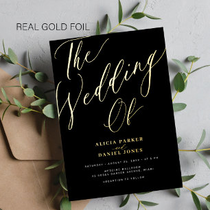 Elegant black and gold typography wedding