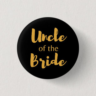 Elegant Black and Gold Uncle Of The Bride button