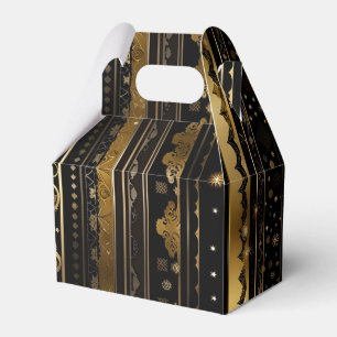 Elegant Black And Gold Vertical Striped Gable Favor Box