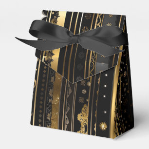 Elegant Black And Gold Vertical Striped Tent Favor Box