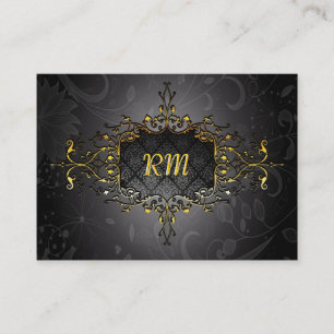 Elegant Black And Gold Vintage Gold Lace Frame Business Card