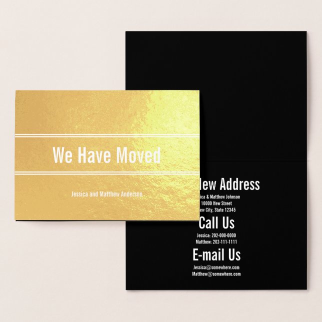 Elegant Black and Gold We Have Moved Announcement (Display)