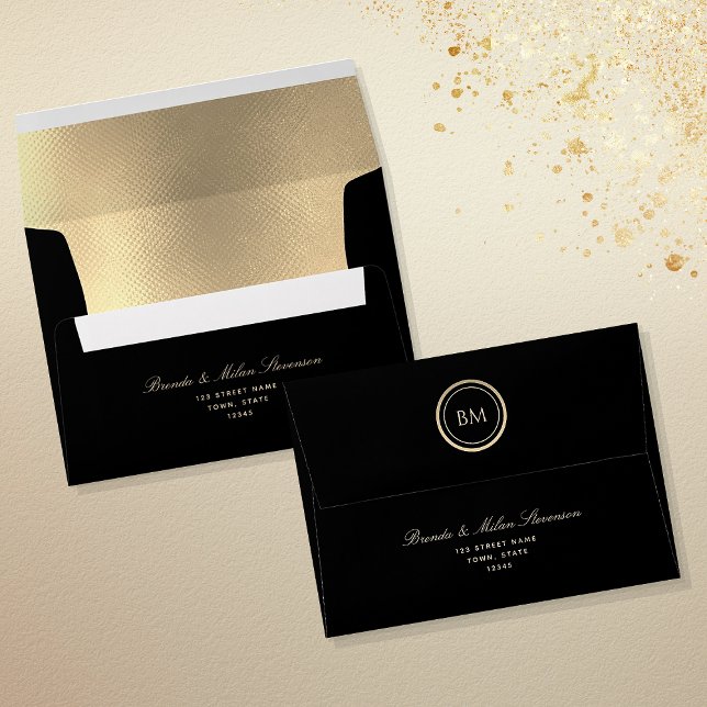 Elegant Black and Gold Wedding Envelope (Creator Uploaded)