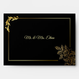 Elegant Black and Gold Wedding Envelope
