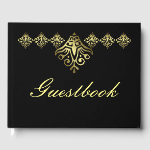 Elegant Black and Gold Wedding Guest Book