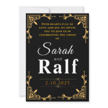 Elegant Black and Gold wedding invitation