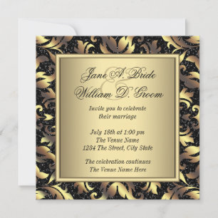 Elegant Black and Gold Wedding Invitation