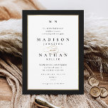 Elegant Black and Gold Wedding Invitation<br><div class="desc">This Elegant Black and Gold Wedding Invitation is simple and versatile. It features a chic white and black design with a monogram,  script details,  simple gold frame and formal editable text. Click the edit button to customize this design.</div>