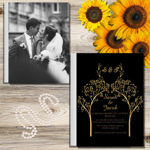 ELEGANT BLACK AND GOLD WEDDING INVITATION