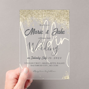 Elegant Black and Gold Wedding Invitation