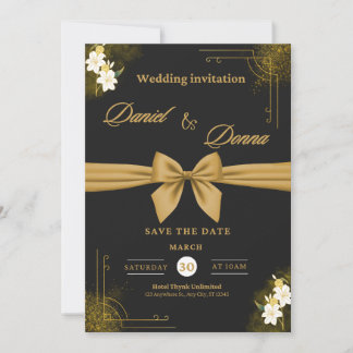 Elegant Black and Gold Wedding Invitation |